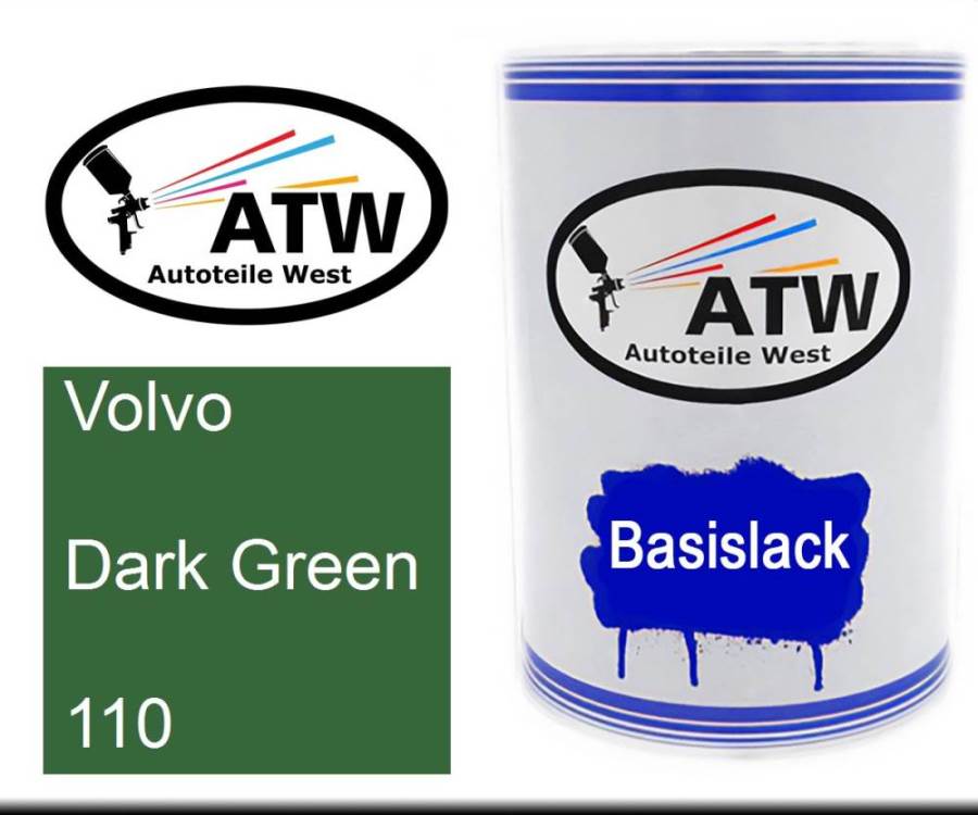 Volvo, Dark Green, 110: 500ml Lackdose, von ATW Autoteile West.